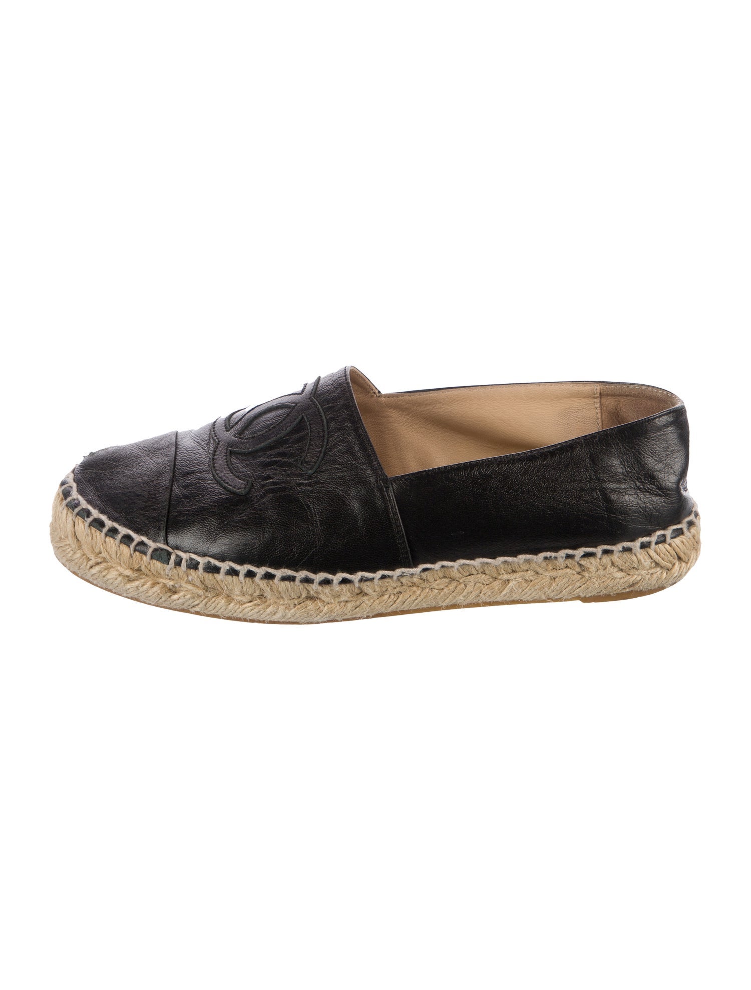Chanel Interlocking CC Logo Lambskin Espadrilles