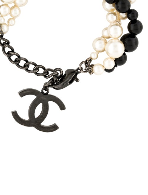Chanel Faux Pearl & Glass Bead CC Multistrand Bracelet