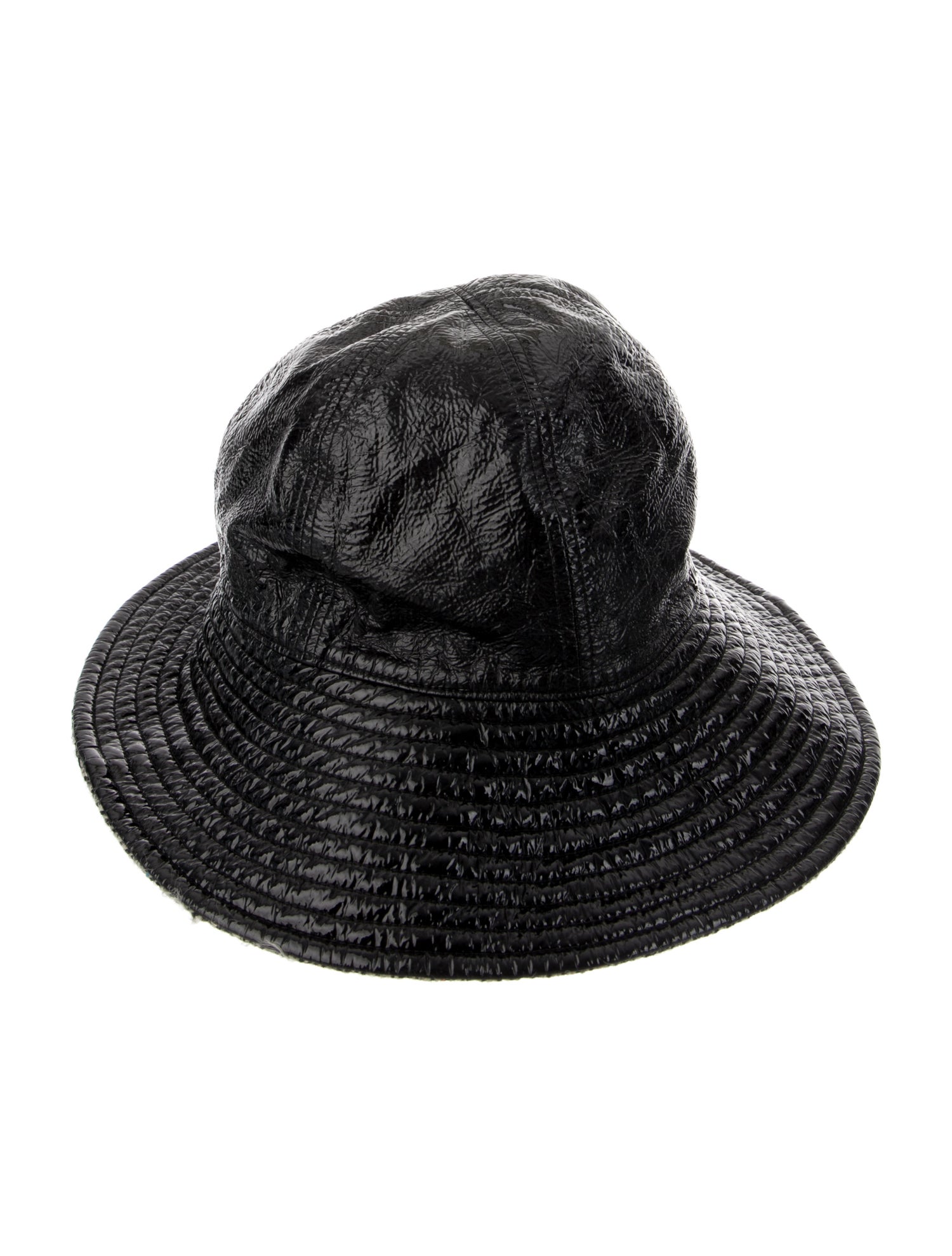 Chanel Tweed-Trimmed Patent Bucket Hat