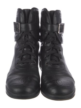 Chanel 2000 Interlocking CC Logo Combat Boots