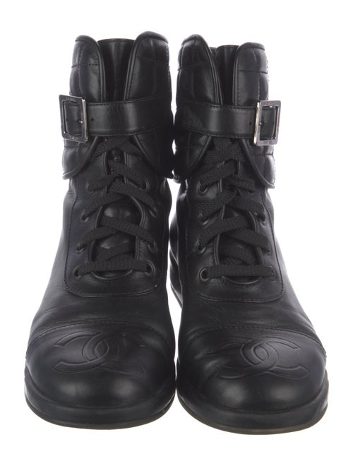 Chanel 2000 Interlocking CC Logo Combat Boots