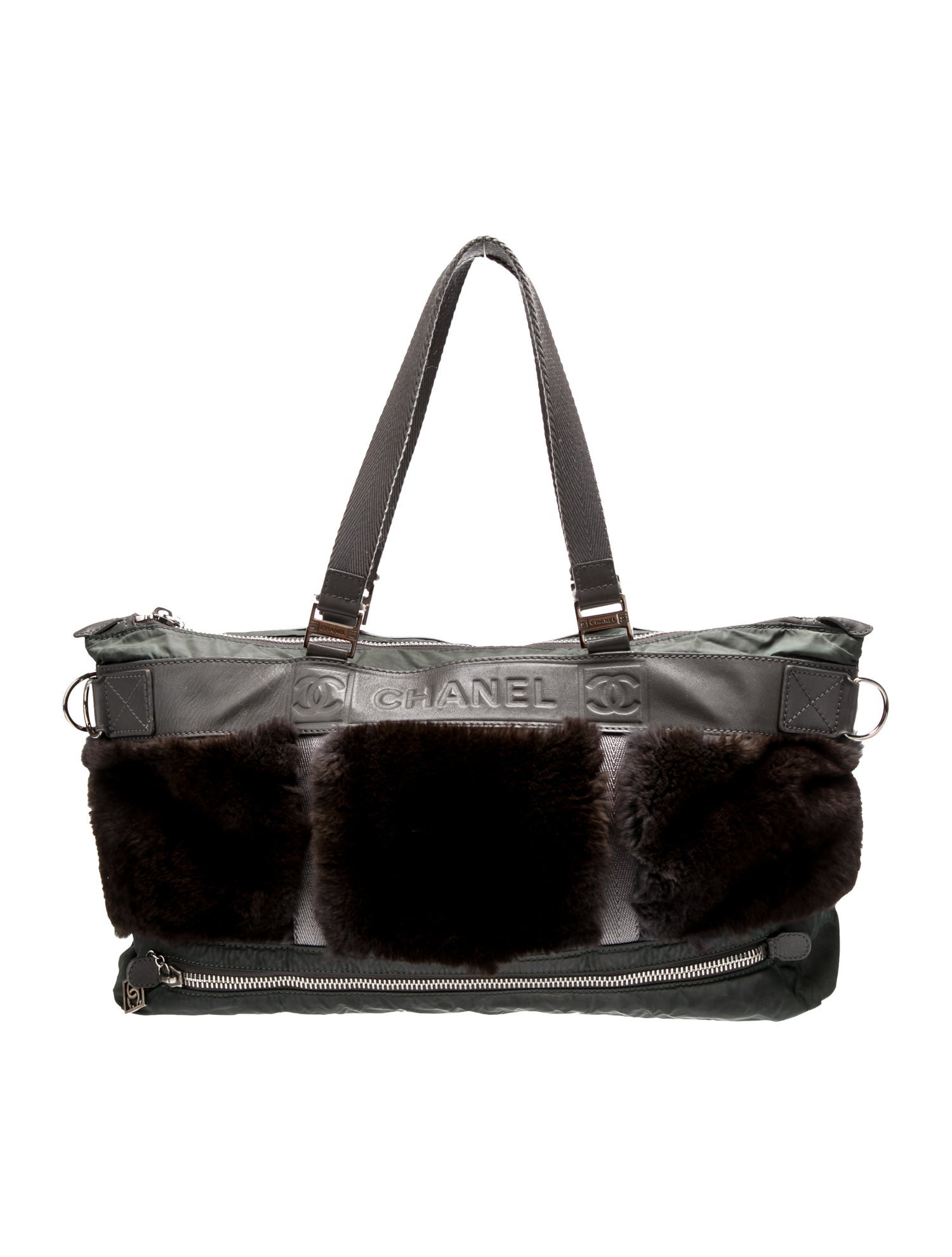 Chanel Fur-Trimmed Sport Ligne Tote