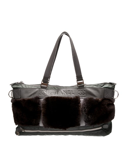 Chanel Fur-Trimmed Sport Ligne Tote