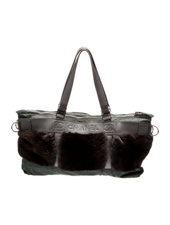 Chanel Fur-Trimmed Sport Ligne Tote