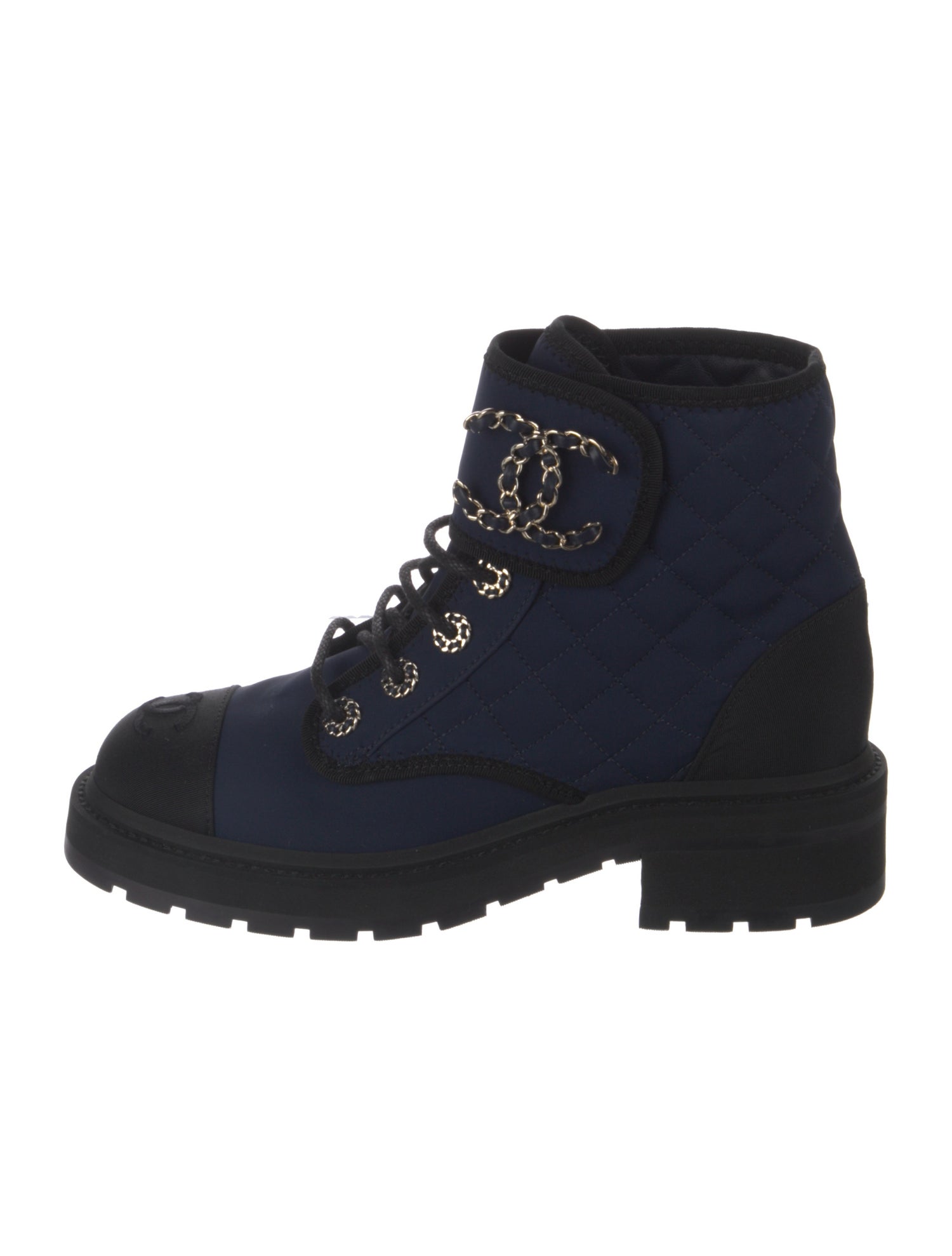 Chanel 2022 Interlocking CC Logo Combat Boots