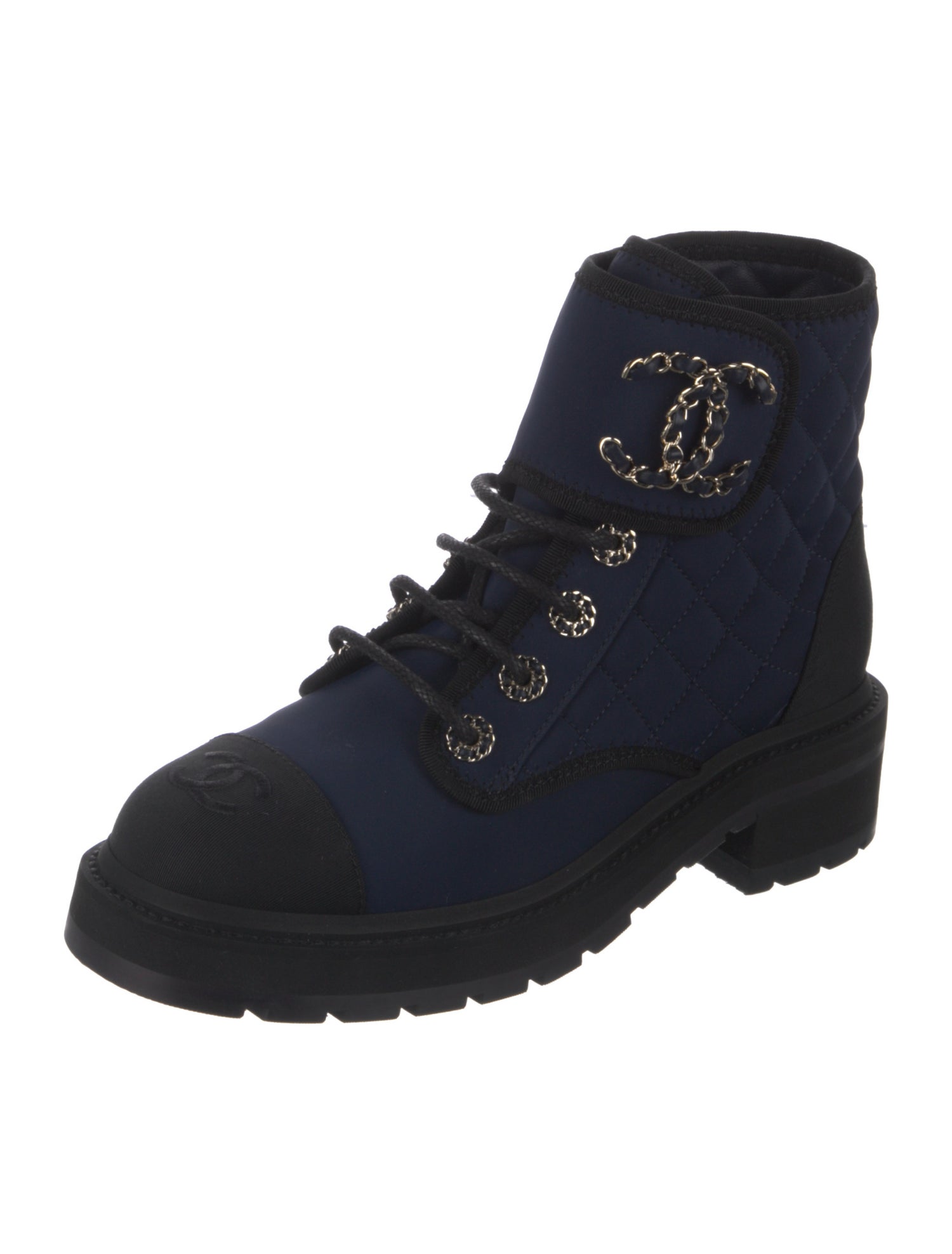 Chanel 2022 Interlocking CC Logo Combat Boots