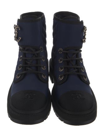 Chanel 2022 Interlocking CC Logo Combat Boots