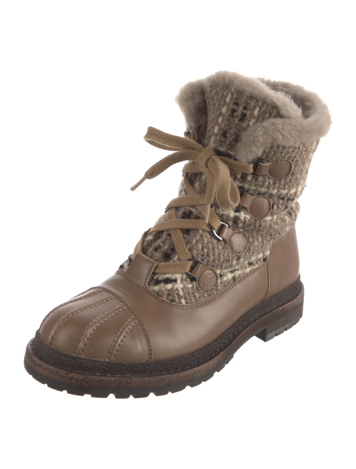 Chanel 2015 Tweed Combat Boots