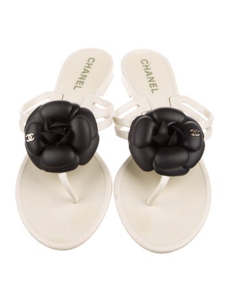 Chanel Interlocking CC Logo Rubber Slides