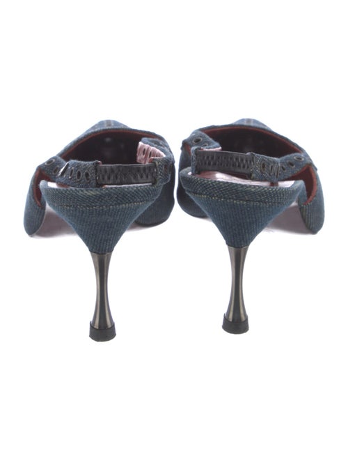 Chanel Denim Cutout Accent Mules