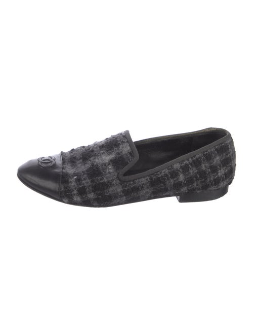 Chanel Interlocking CC Logo Wool Loafers