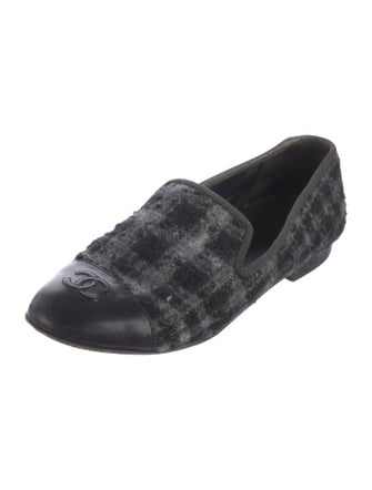 Chanel Interlocking CC Logo Wool Loafers