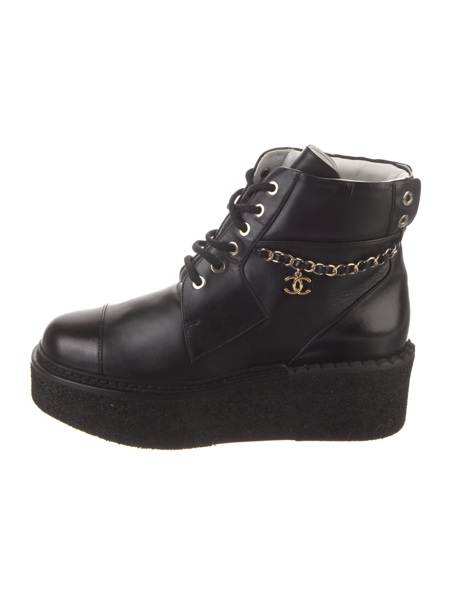 Chanel 2022 Interlocking CC Logo Combat Boots