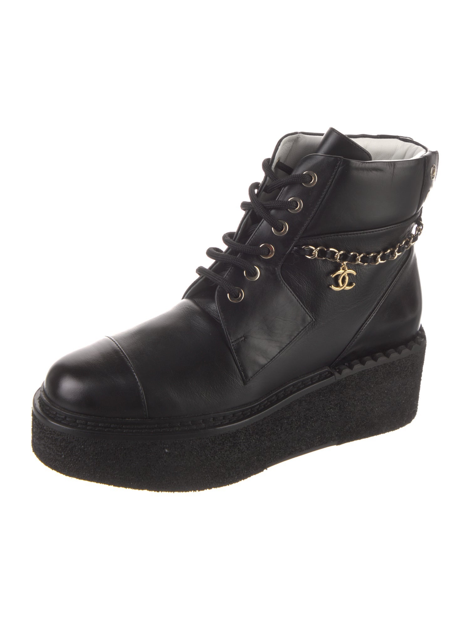 Chanel 2022 Interlocking CC Logo Combat Boots