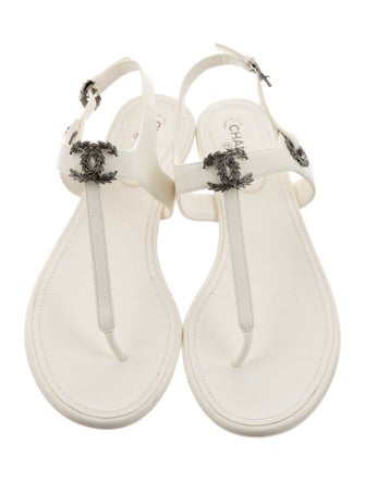 Chanel 2022 Interlocking CC Logo T-Strap Sandals
