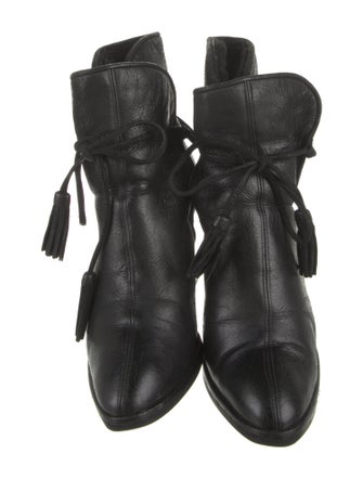 Chanel Interlocking CC Logo Leather Lace-Up Boots