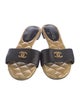 Chanel Interlocking CC Logo Leather Slides
