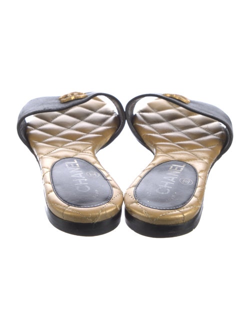 Chanel Interlocking CC Logo Leather Slides
