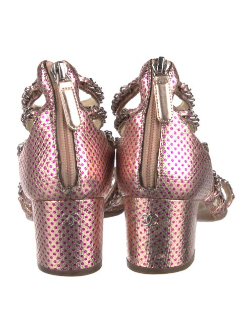 Chanel Interlocking CC Logo Chain-Link Accents Gladiator Sandals