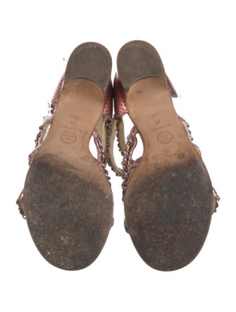 Chanel Interlocking CC Logo Chain-Link Accents Gladiator Sandals