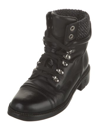 Chanel Interlocking CC Logo Leather Combat Boots