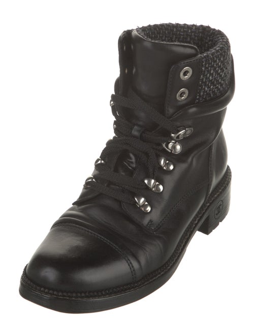 Chanel Interlocking CC Logo Leather Combat Boots