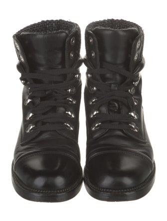 Chanel Interlocking CC Logo Leather Combat Boots