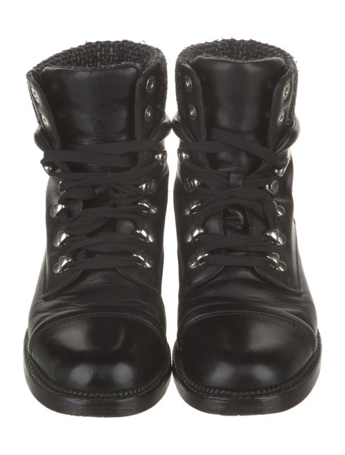 Chanel Interlocking CC Logo Leather Combat Boots
