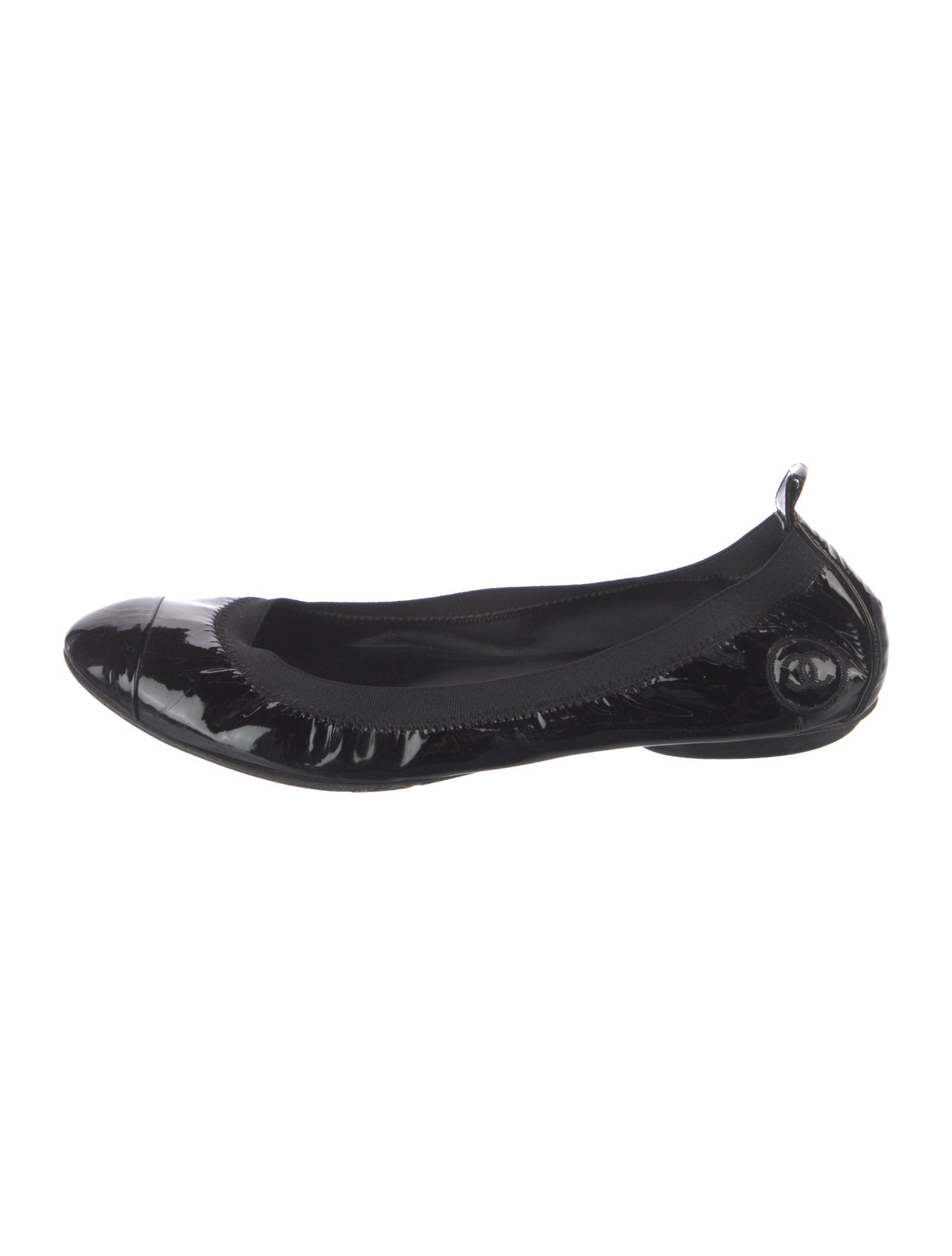 Chanel Interlocking CC Logo Patent Leather Ballet Flats