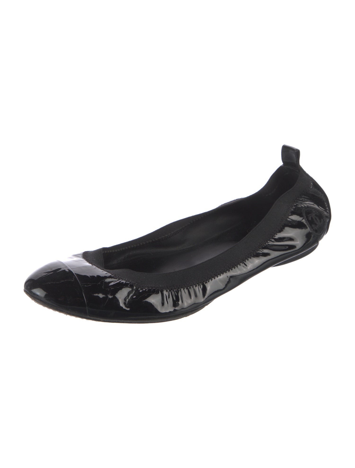 Chanel Interlocking CC Logo Patent Leather Ballet Flats