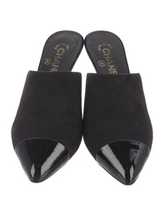 Chanel Interlocking CC Logo Suede Mules