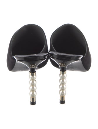 Chanel Interlocking CC Logo Suede Mules