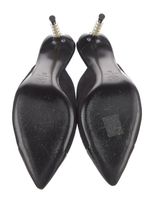 Chanel Interlocking CC Logo Suede Mules