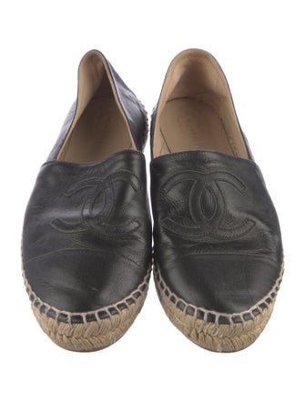 Chanel Interlocking CC Logo Lambskin Espadrilles