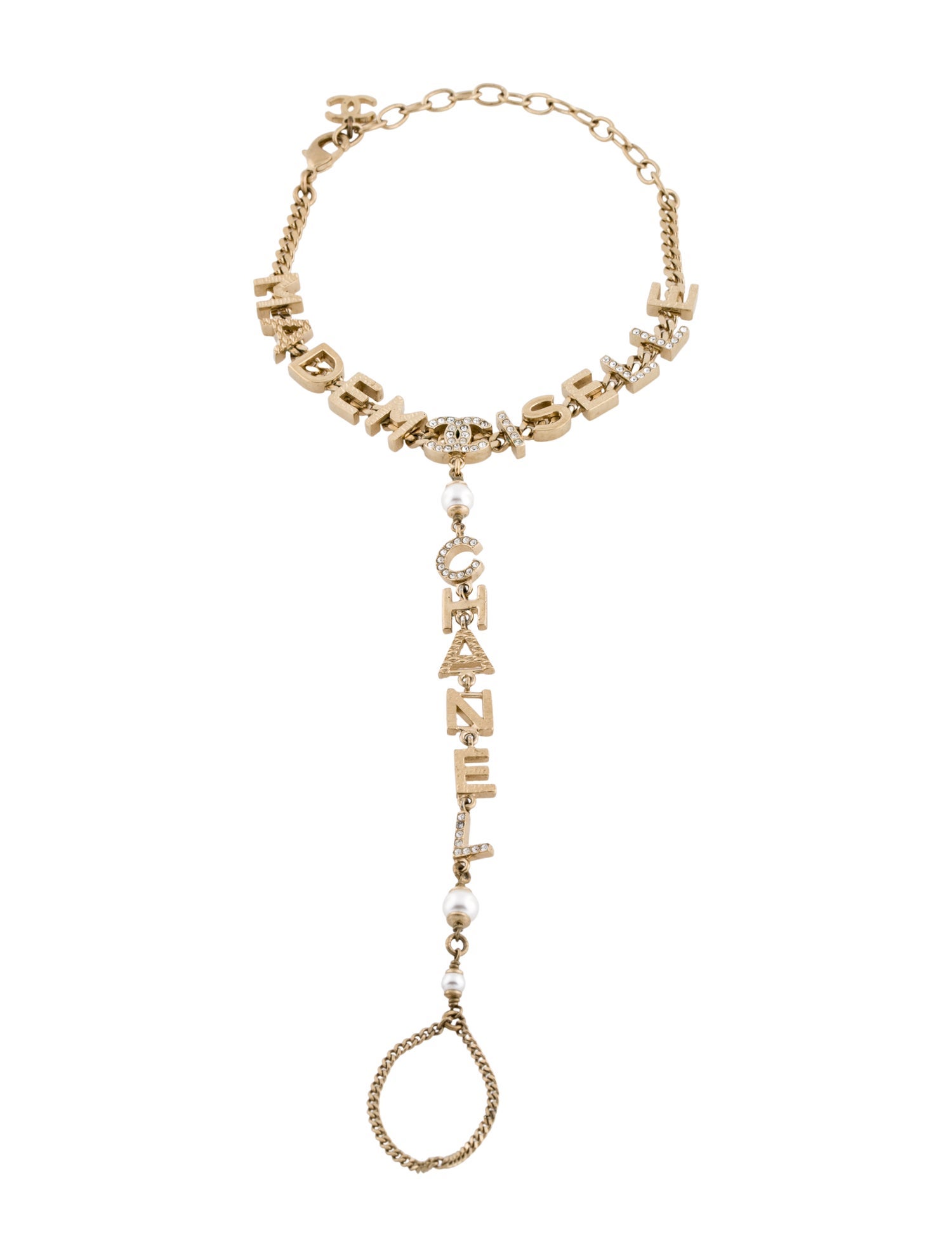 Chanel Faux Pearl & Strass CC Mademoiselle Anklet