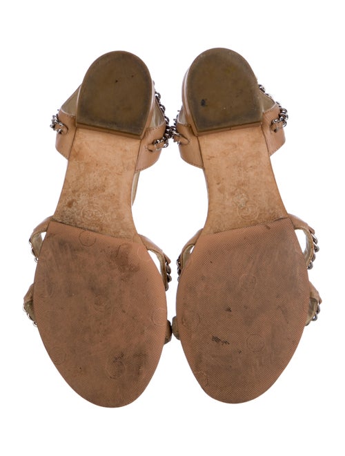 Chanel Interlocking CC Logo Leather T-Strap Sandals