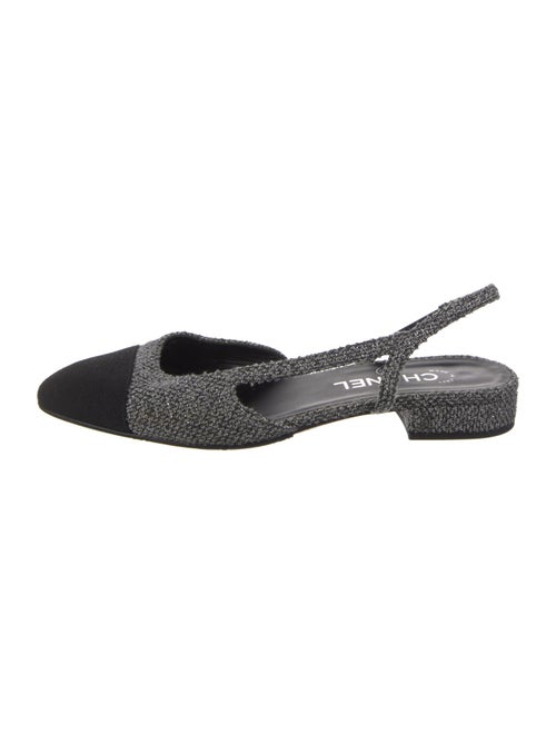 Chanel Interlocking CC Logo Tweed Slingback Flats