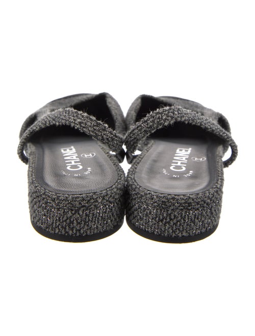 Chanel Interlocking CC Logo Tweed Slingback Flats