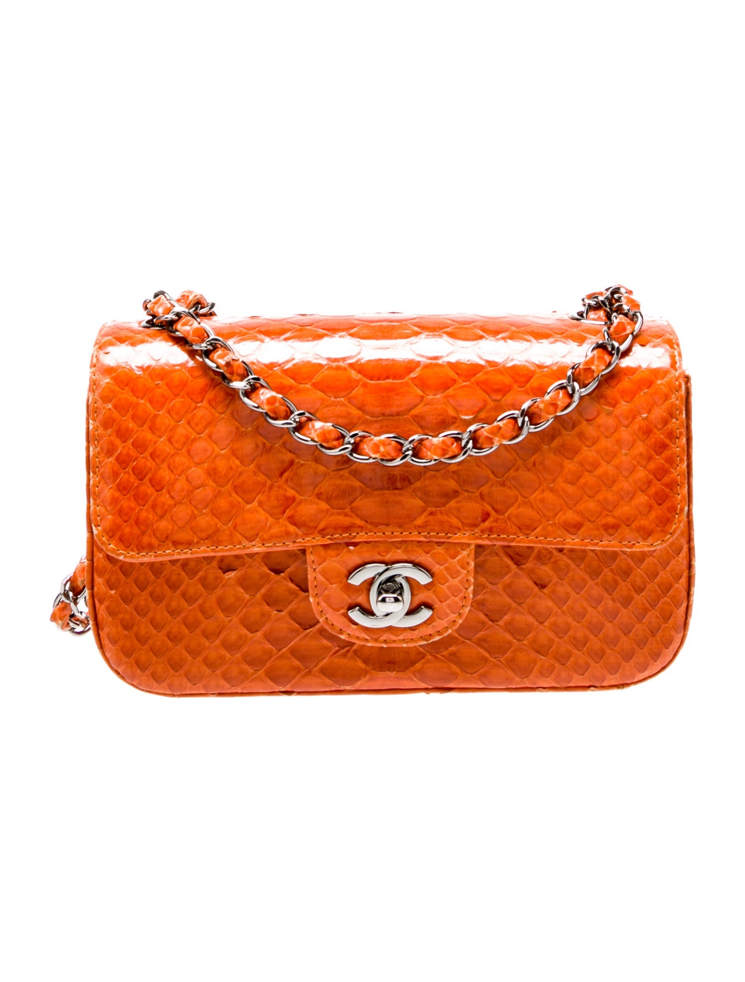 Chanel Python Classic Rectangular Mini Single Flap Bag