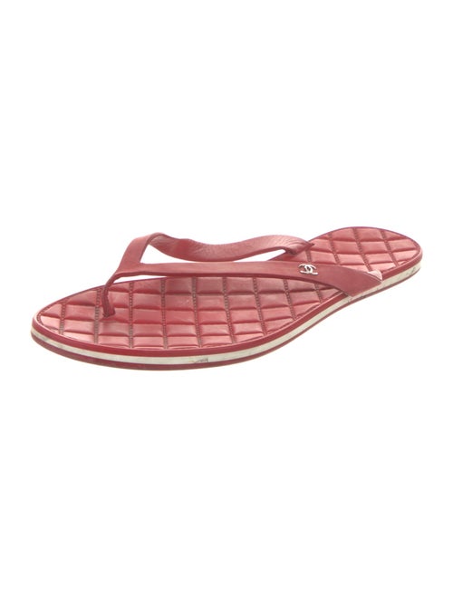 Chanel Interlocking CC Logo Leather Flip Flops
