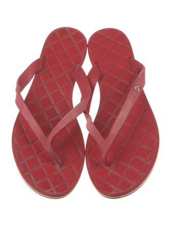 Chanel Interlocking CC Logo Leather Flip Flops