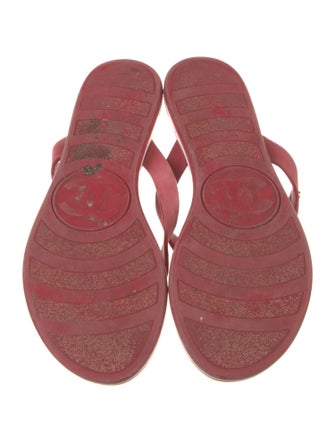 Chanel Interlocking CC Logo Leather Flip Flops