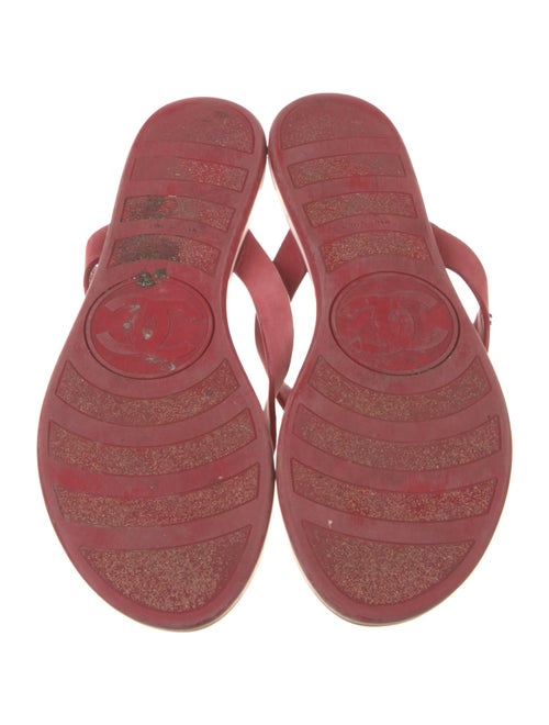 Chanel Interlocking CC Logo Leather Flip Flops