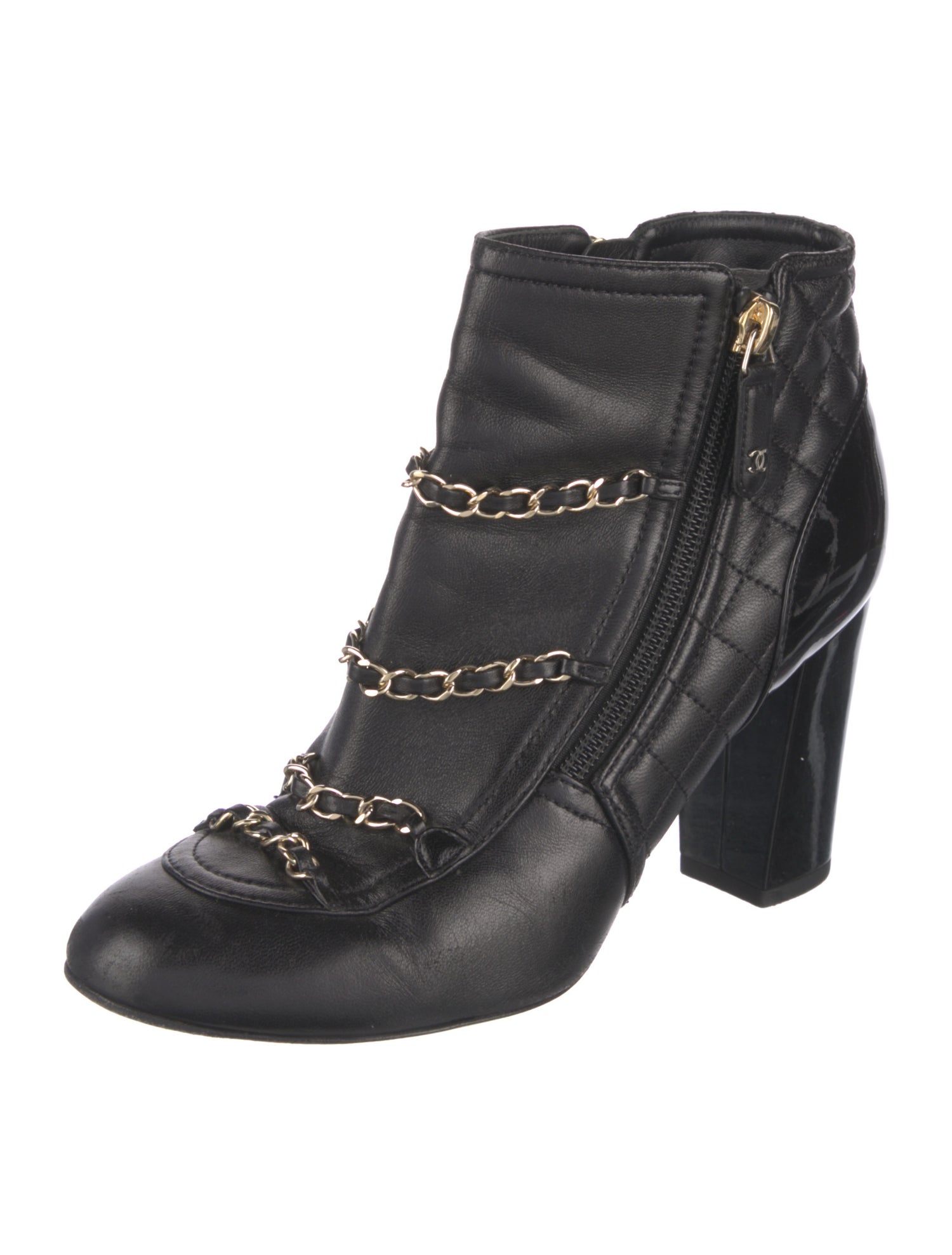 Chanel Interlocking CC Logo Leather Boots