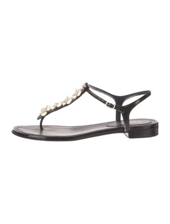 Chanel 2017 Interlocking CC Logo T-Strap Sandals