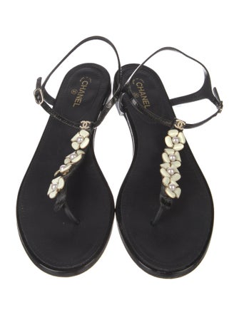 Chanel 2017 Interlocking CC Logo T-Strap Sandals