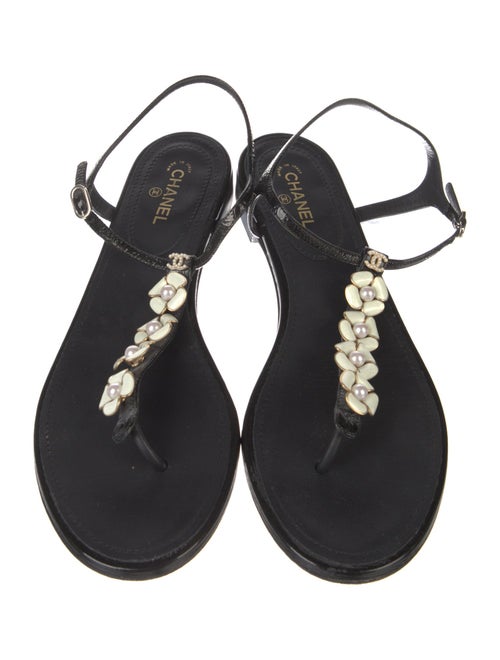 Chanel 2017 Interlocking CC Logo T-Strap Sandals