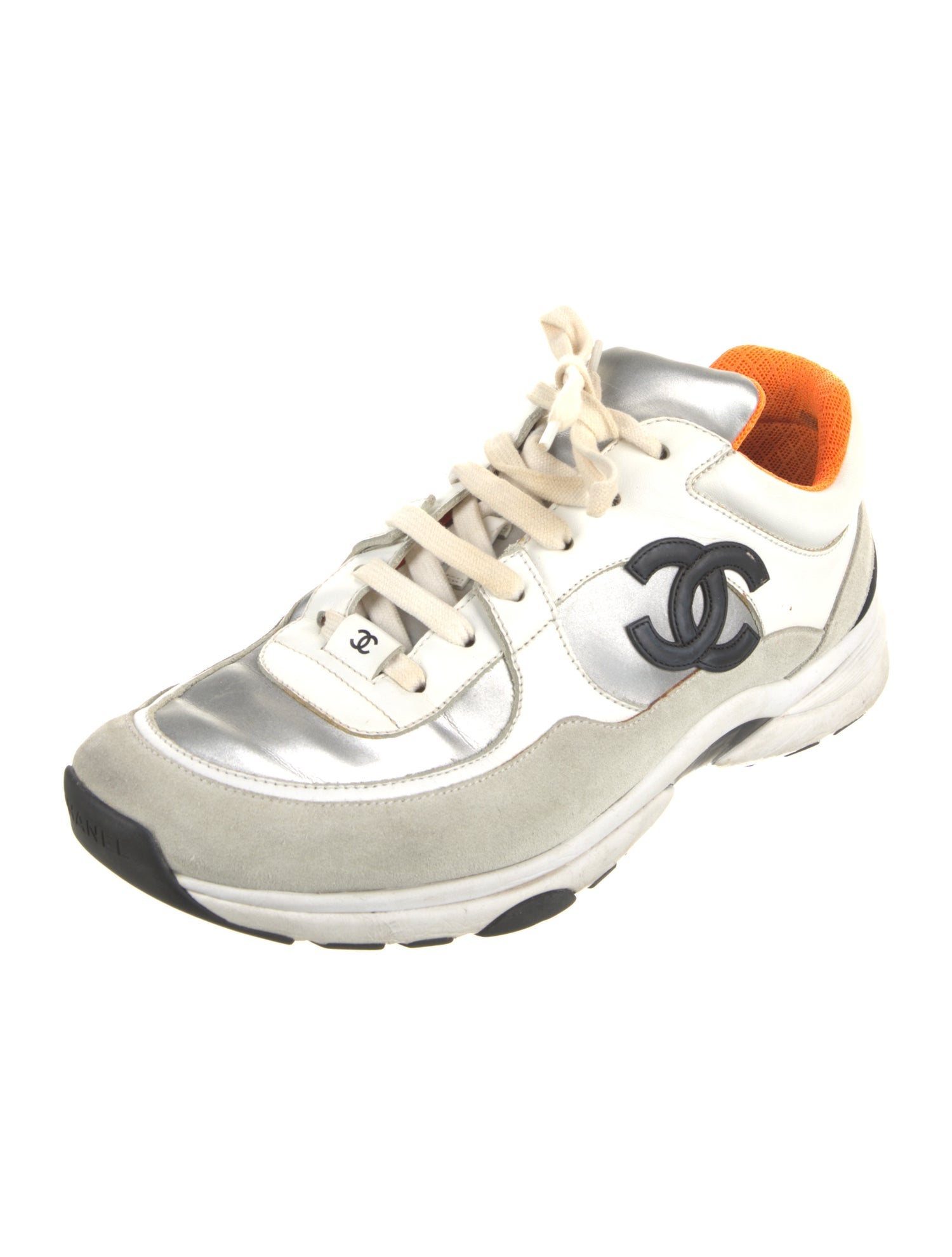 Chanel Interlocking CC Logo Leather Sneakers