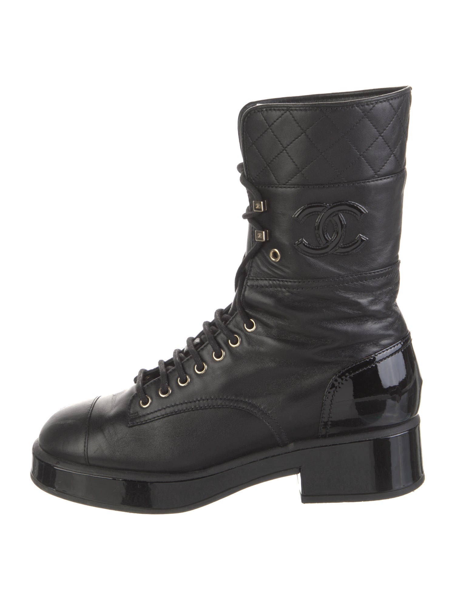 Chanel 2022 Interlocking CC Logo Combat Boots