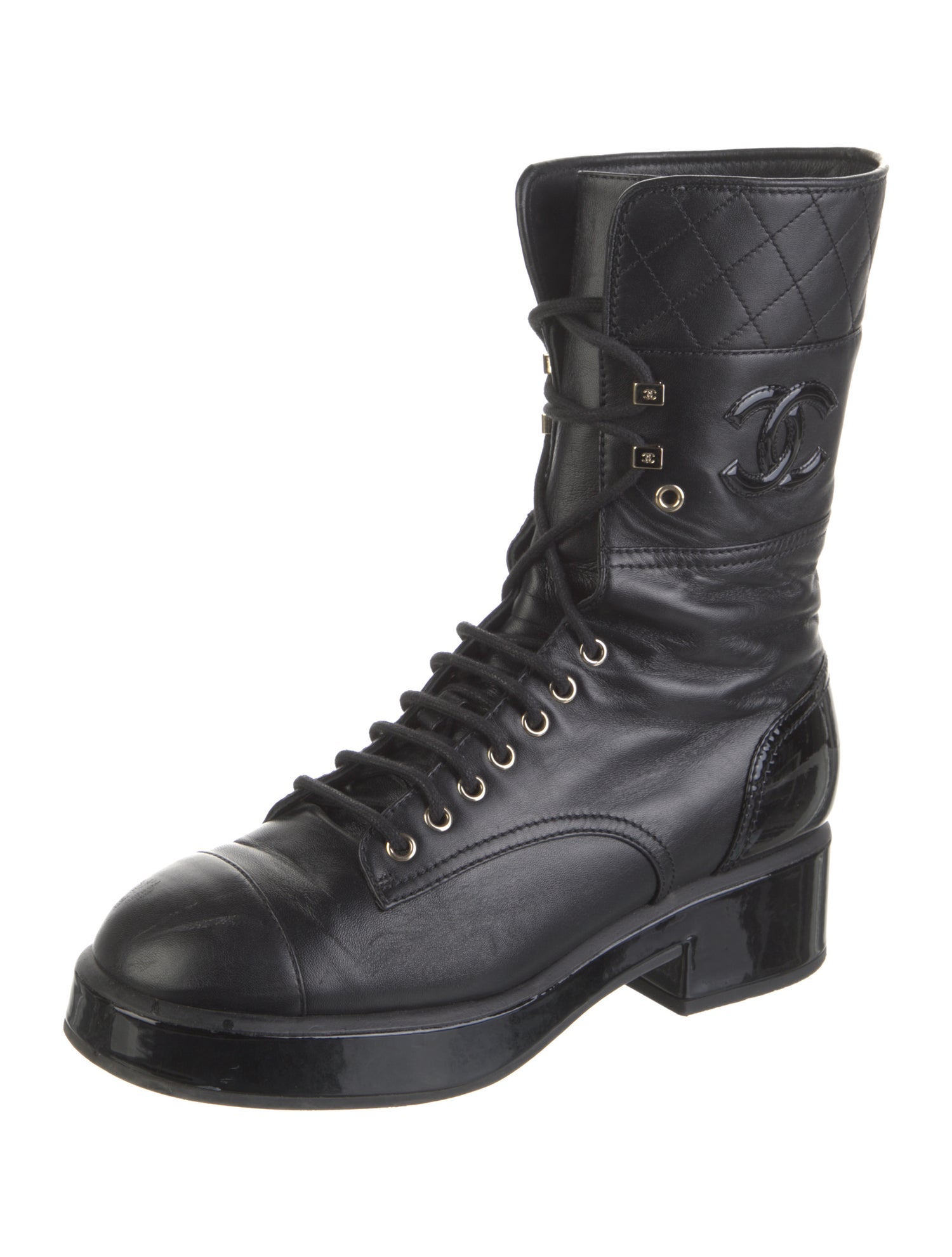 Chanel 2022 Interlocking CC Logo Combat Boots